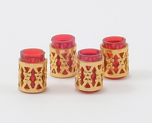 Dollhouse Miniature Tumbler W/Filigree, 4/Pc